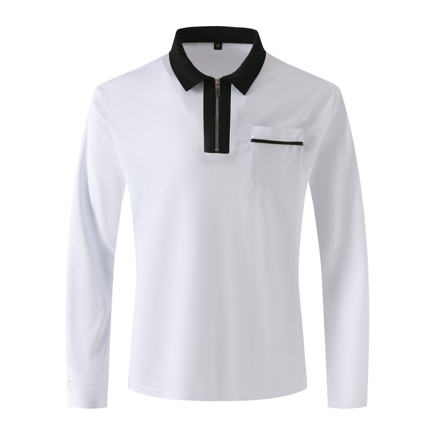20240 automne hommes manches longues à fermeture éclair polo décontracté col à revers Zip Up Henley chemises coton sport golf tennis T-shirts avec poches