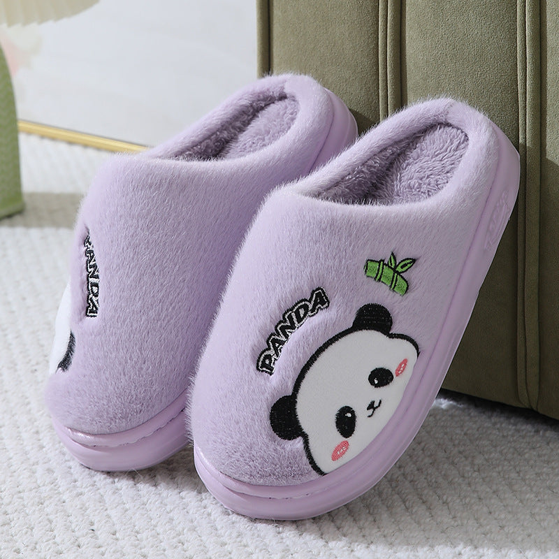 Mignon Cartoon Panda Pantoufles Accueil Hiver Chaud-plancher à semelles Chambre Pantoufle Couples Maison Chaussures