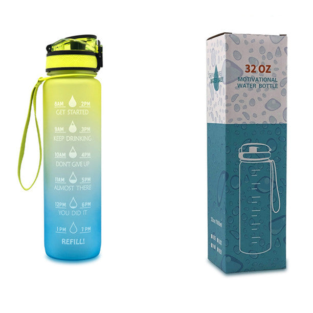 1L Tritan Bouteille D'eau Avec Marqueur de Temps Rebond Couverture de Motivation Bouteille D'eau Vélo Étanche Tasse Pour Les Sports De Fitness Bouteilles