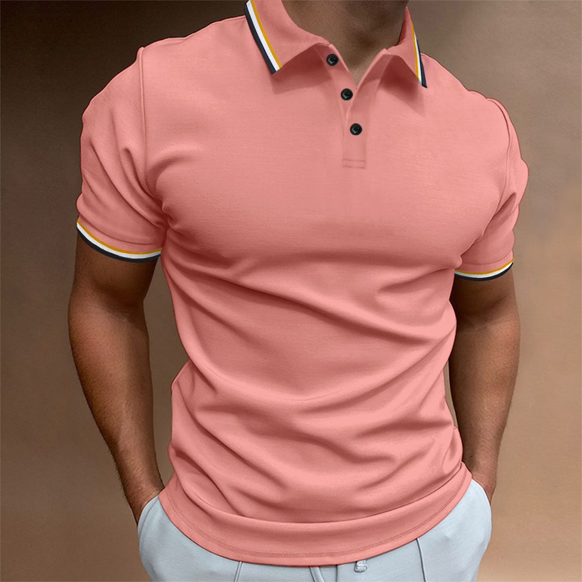 T-shirt à rayures côtelées pour homme