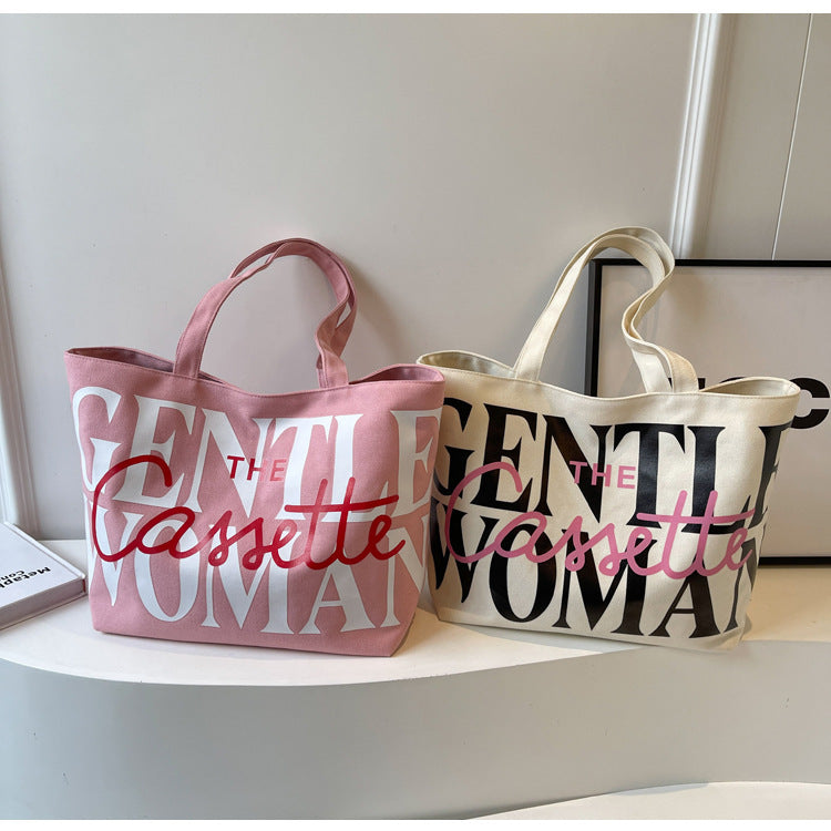 Lettre imprimée fourre-tout à la mode grande capacité sacs en toile pour femmes sac à main mignon doux sac à bandoulière