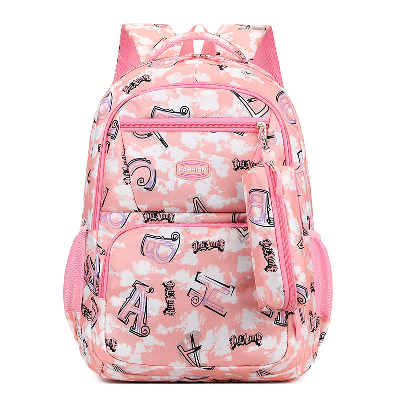 Nouvelle lettre imprimée sac à dos avec étui à crayons Fsahion doux école primaire élèves cartable pour filles garçons