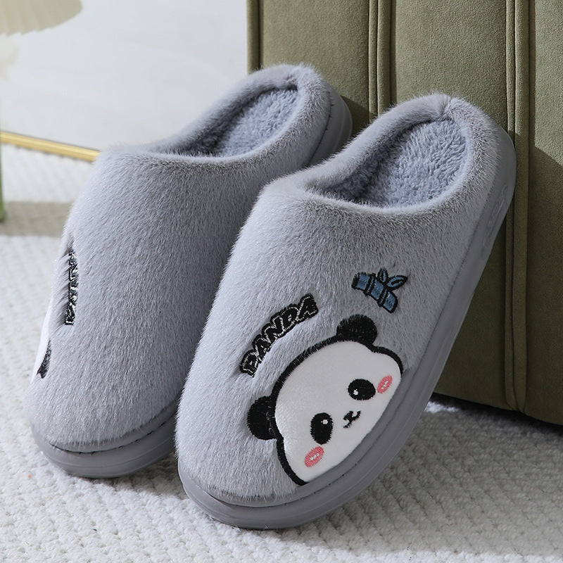 Mignon Cartoon Panda Pantoufles Accueil Hiver Chaud-plancher à semelles Chambre Pantoufle Couples Maison Chaussures
