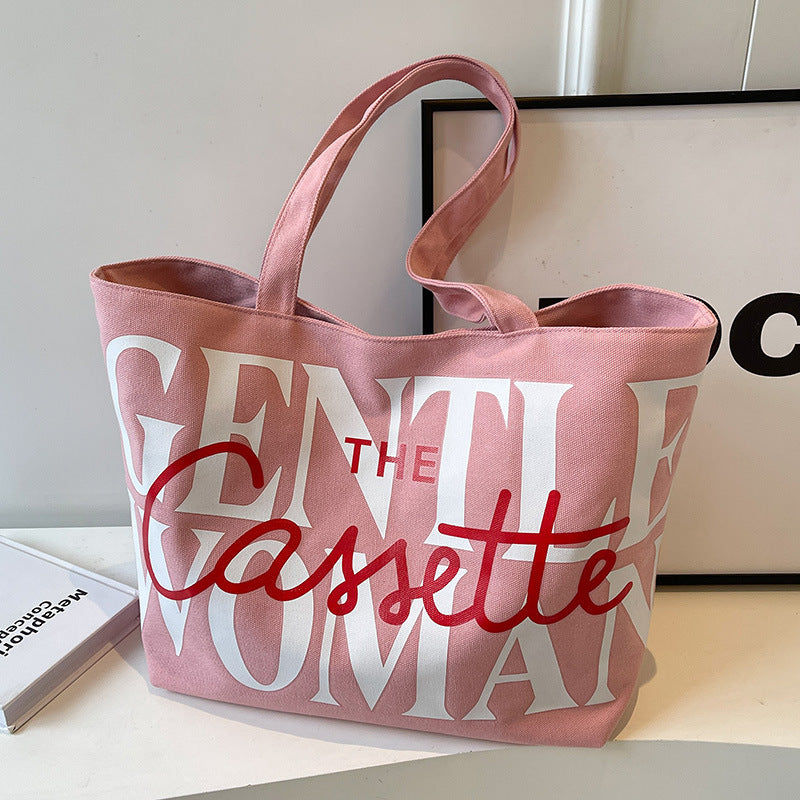 Lettre imprimée fourre-tout à la mode grande capacité sacs en toile pour femmes sac à main mignon doux sac à bandoulière