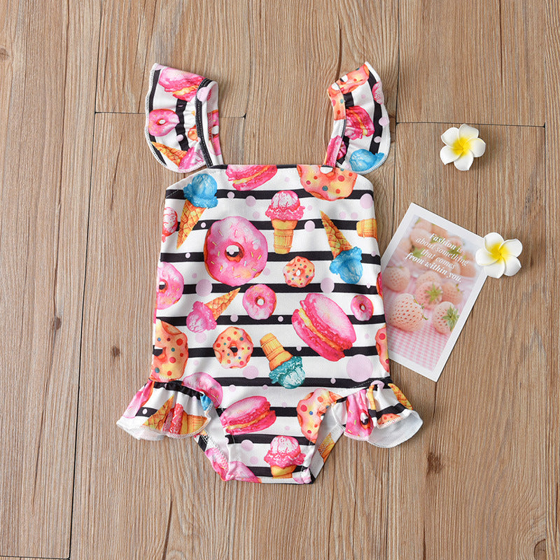 Maillot de bain rayé pour fille beignet