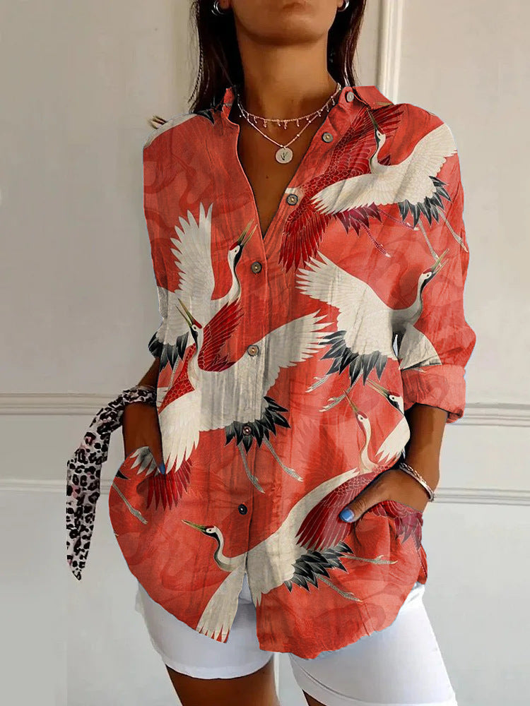 Chemise d'été imprimée à motif animal pour femmes