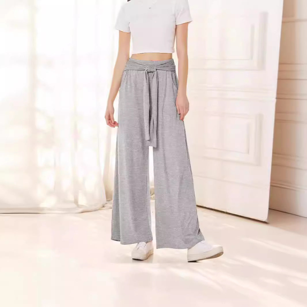Pantalon à lacets de couleur unie pour femme