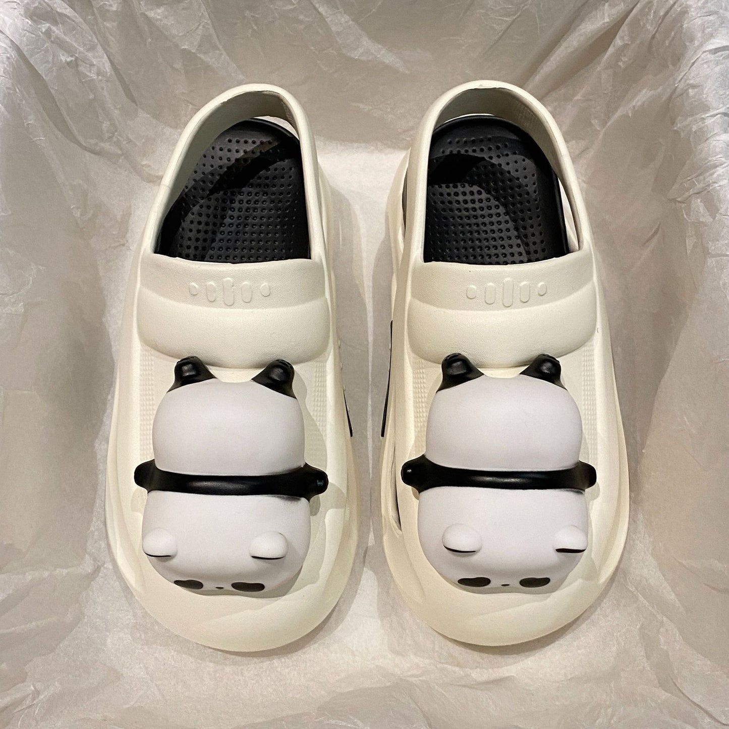Pantoufles d'été femmes, pantoufles mignonnes 2024 avec lampe panda sandales d'été pour femmes