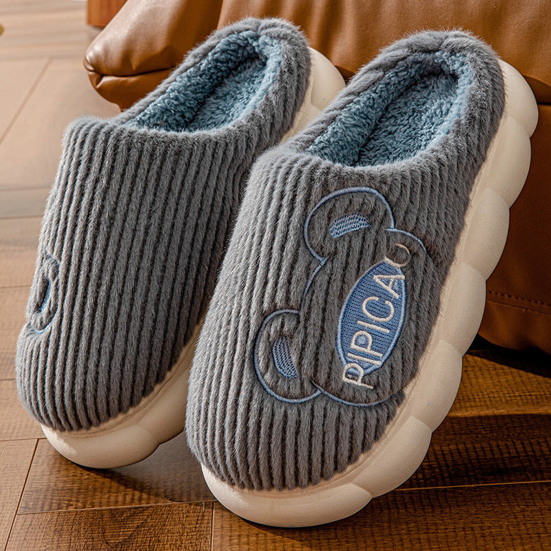 Chaussons mignons pour la maison des ours, pantoufles de maison antidérapantes à fond épais et chaud pour les femmes hommes