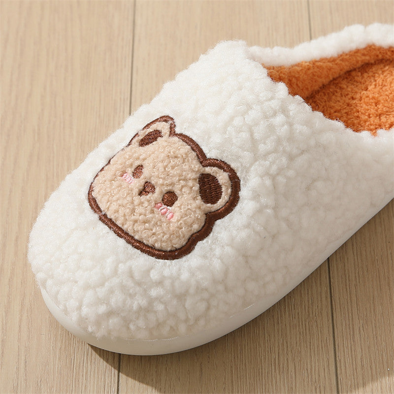Pantoufles d'ours de dessin animé pour couples, pantoufles chaudes de plancher antidérapantes pour la maison des hommes et des femmes | chaussures de maison