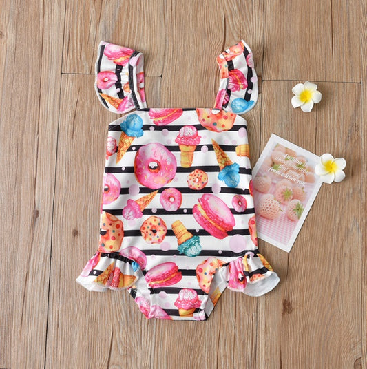 Maillot de bain rayé pour fille beignet