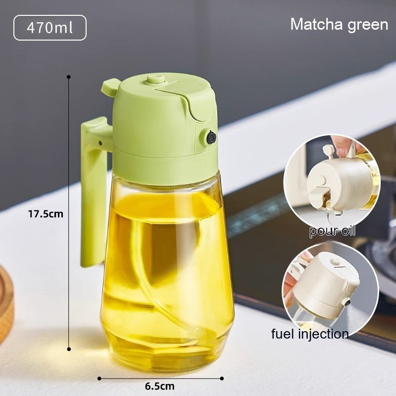 470ML Pulvérisateur d'huile d'olive pour cuisson BBQ 2 en 1 Verre Vinaigre Sauce Soja Bouteille d'huile de cuisine pour friteuse