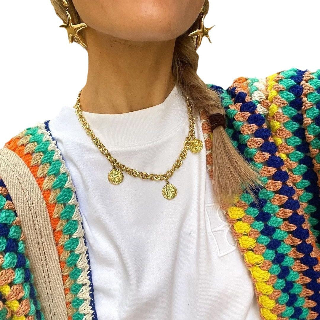 Manteau de cardigan pull en forme d'arc-en-ciel rayé