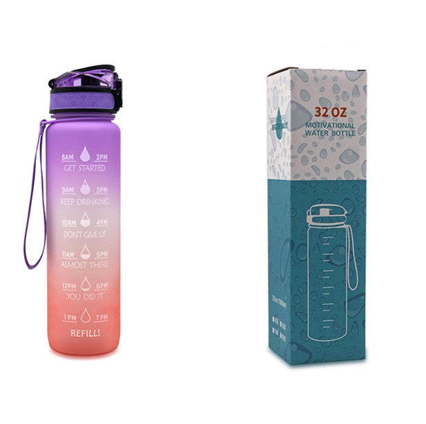 1L Tritan Bouteille D'eau Avec Marqueur de Temps Rebond Couverture de Motivation Bouteille D'eau Vélo Étanche Tasse Pour Les Sports De Fitness Bouteilles
