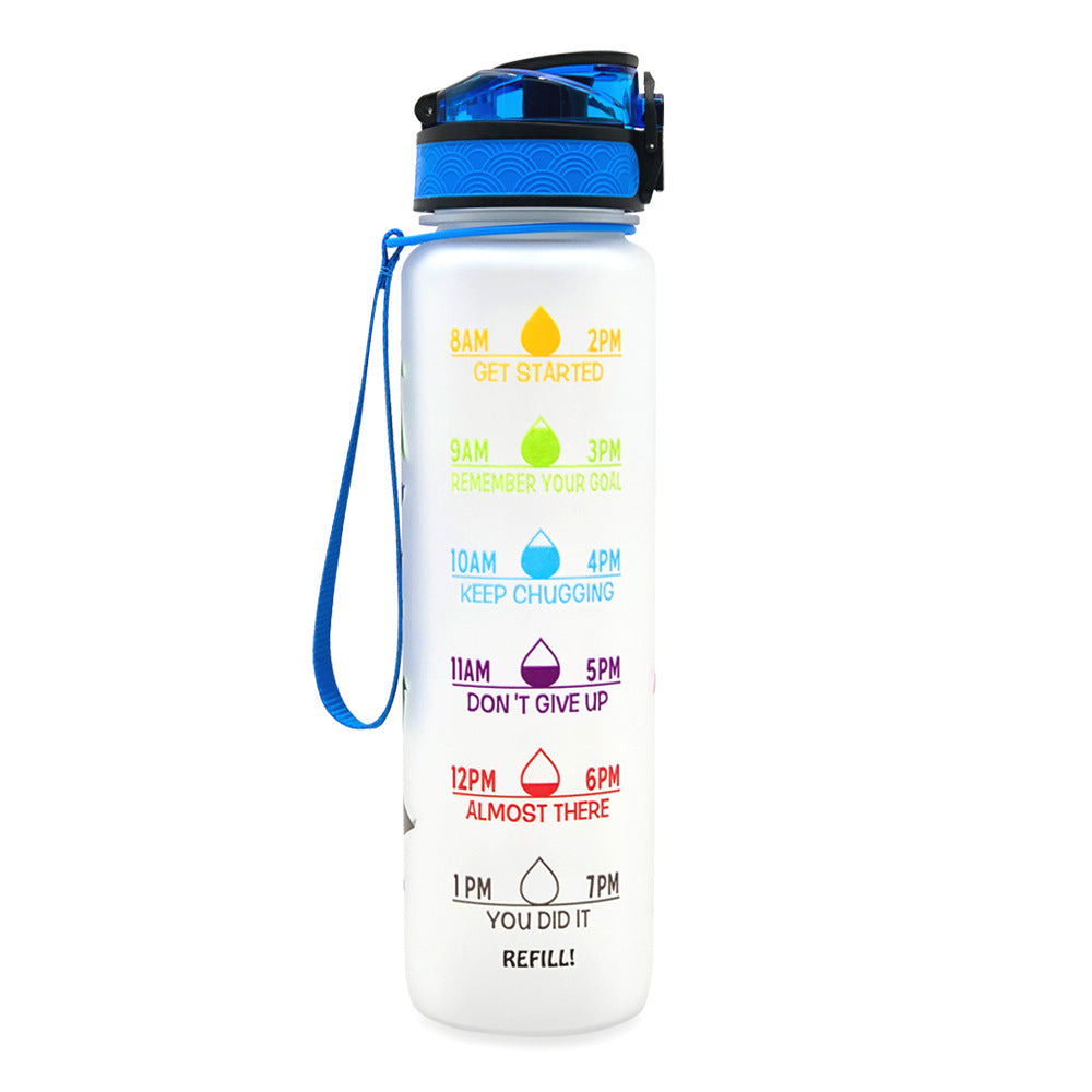 1L Tritan Bouteille D'eau Avec Marqueur de Temps Rebond Couverture de Motivation Bouteille D'eau Vélo Étanche Tasse Pour Les Sports De Fitness Bouteilles