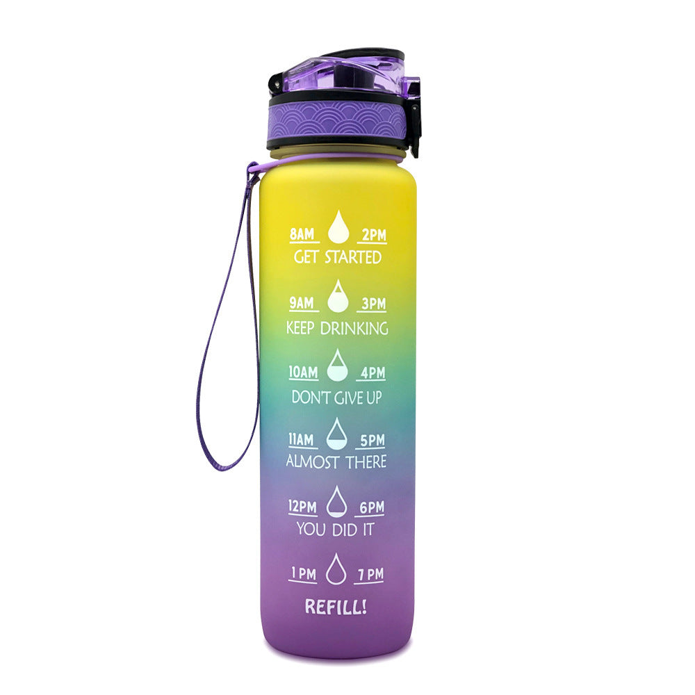 1L Tritan Bouteille D'eau Avec Marqueur de Temps Rebond Couverture de Motivation Bouteille D'eau Vélo Étanche Tasse Pour Les Sports De Fitness Bouteilles