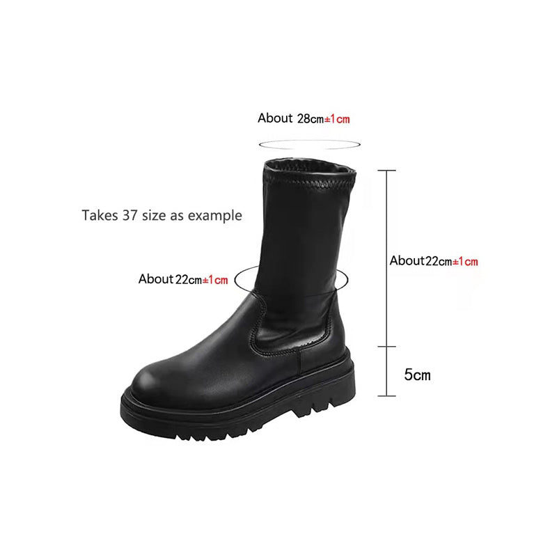 Bottes épaisses à talons épais pour femmes, bottes longues en cuir pour chevaliers | bottes d'hiver à la mode