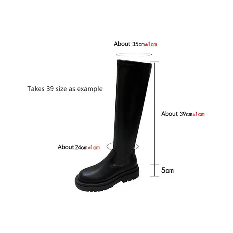 Bottes épaisses à talons épais pour femmes, bottes longues en cuir pour chevaliers | bottes d'hiver à la mode