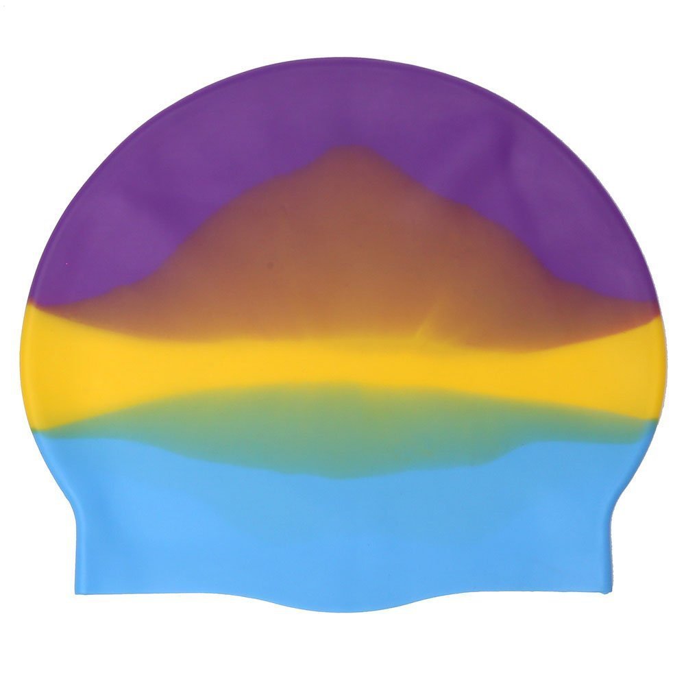 Silicone Casquette de Natation Gradient Couleur Blocage Impression Étanche