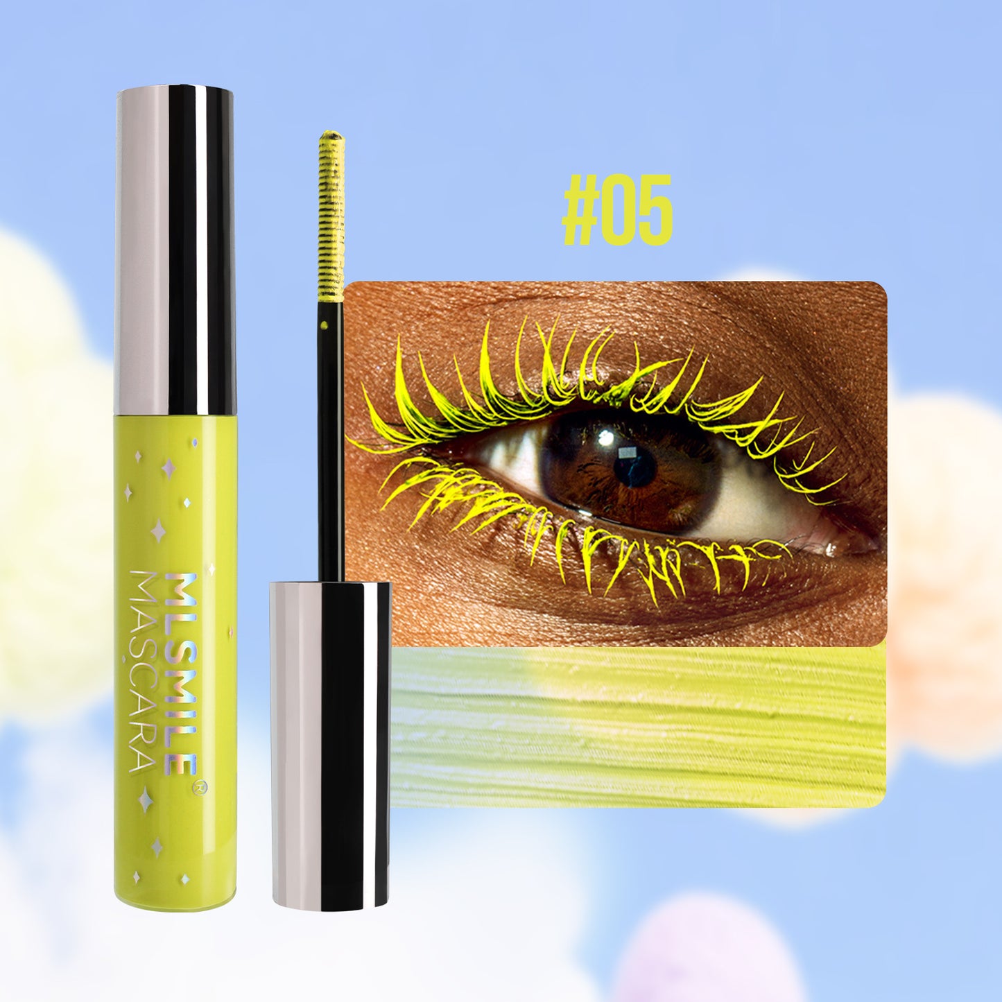 Mascara de couleur nacré mince et scintillant imperméable pas maculé
