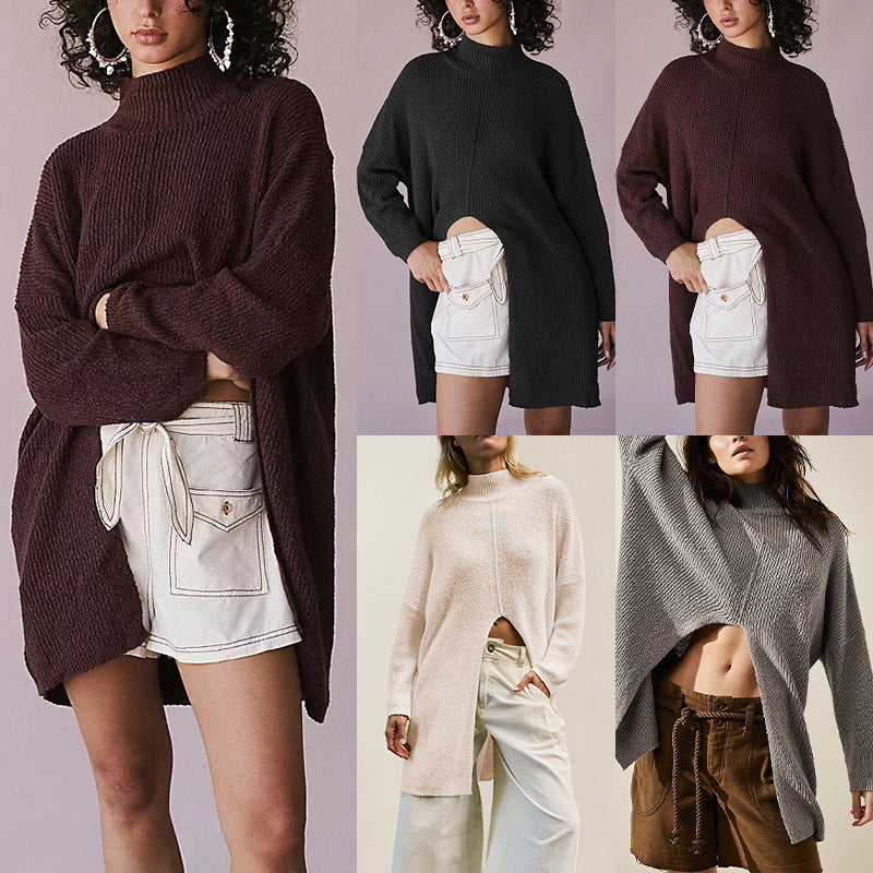 Robe fendue mi-longue à la mode pour femmes