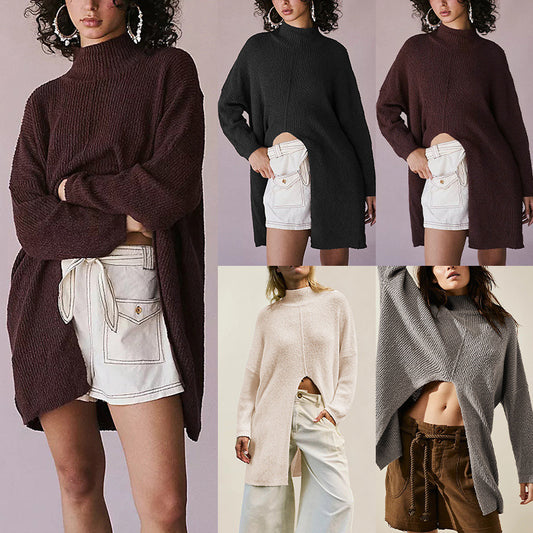 Robe fendue mi-longue à la mode pour femmes