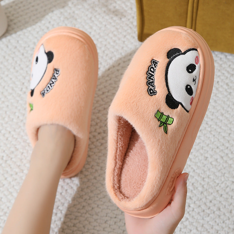 Mignon Cartoon Panda Pantoufles Accueil Hiver Chaud-plancher à semelles Chambre Pantoufle Couples Maison Chaussures