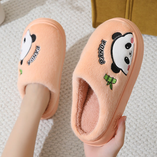 Mignon Cartoon Panda Pantoufles Accueil Hiver Chaud-plancher à semelles Chambre Pantoufle Couples Maison Chaussures