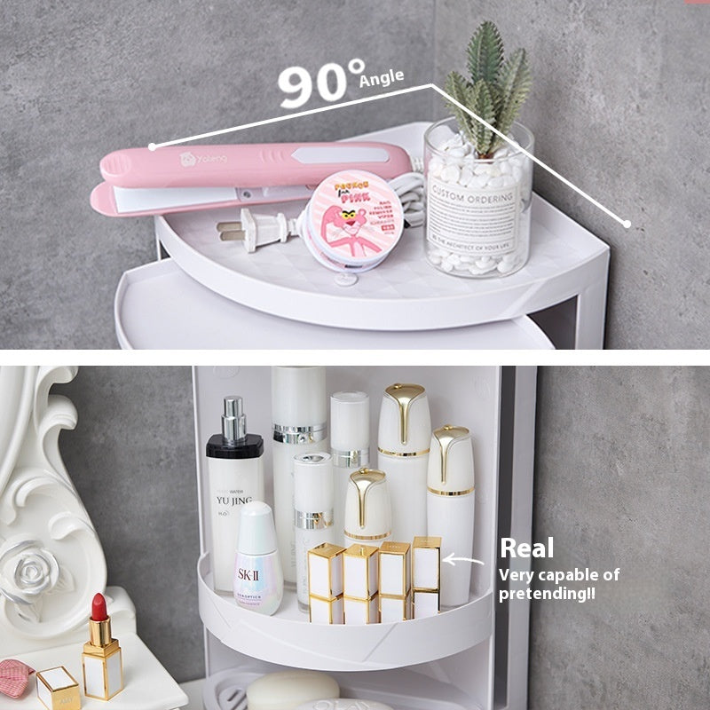 Salle de bains créative triangle rack de rangement en plastique rotatif