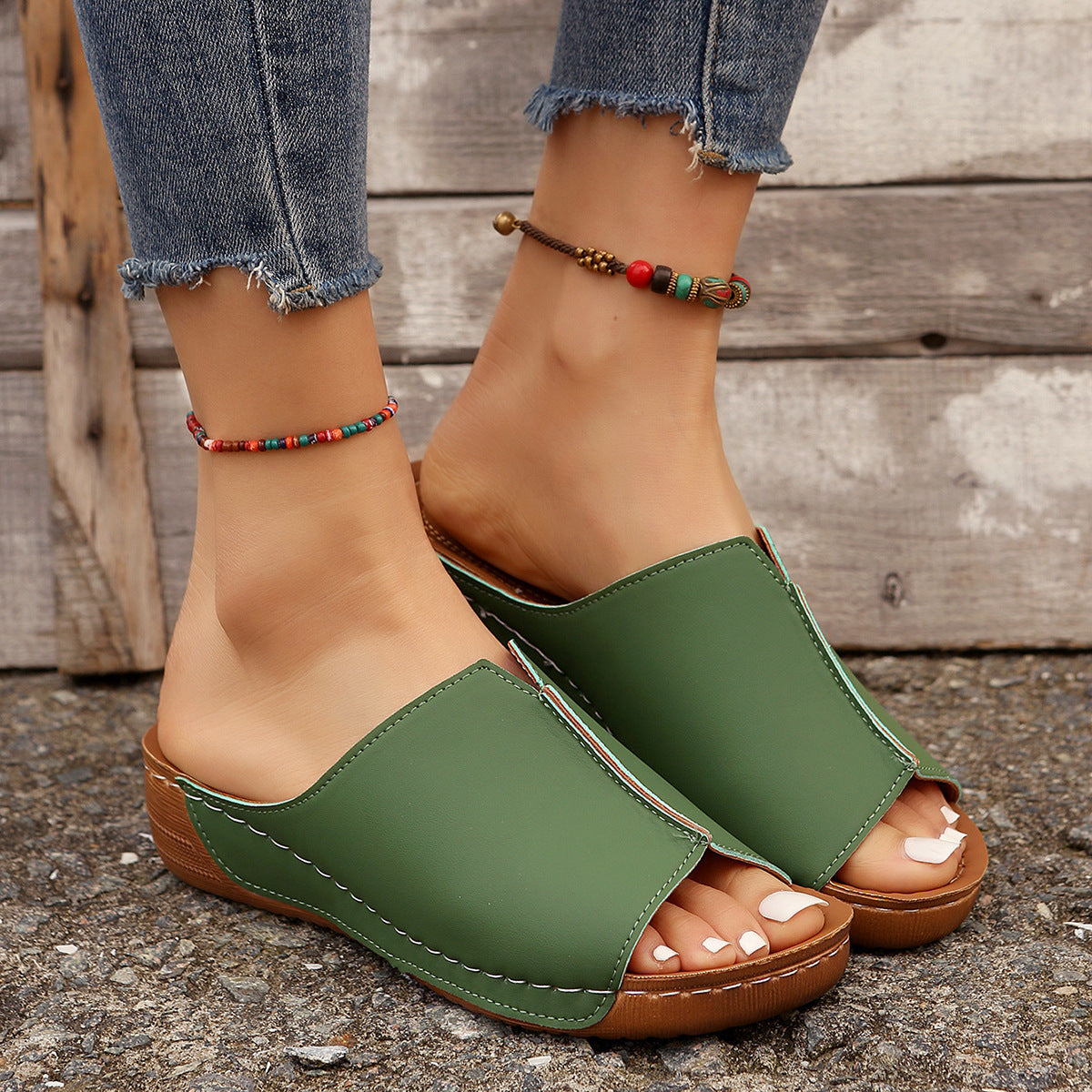 Sandales à semelles épaisses d'été, sandales à semelles compensées décontractées | chaussures d'extérieur à bout ouvert | pour femmes