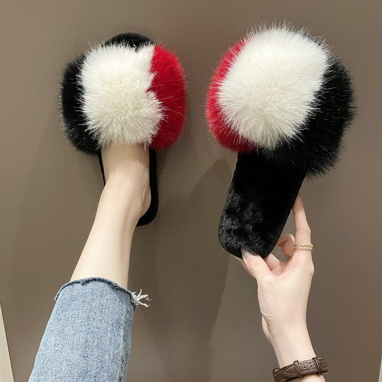 Nouveau de Femmes Maison Pantoufles Hiver Chaussures Chaudes Intérieur Pantoufles En Peluche Moelleux Femelle Plat De Fourrure Chaussures Pour Dames Doux Pantoufles