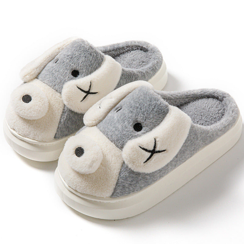 Pantoufles en peluche pour chien de dessin animé, chaussures de maison en hiver antidérapantes et chaudes | chaussures de maison à fond épais pour la maison