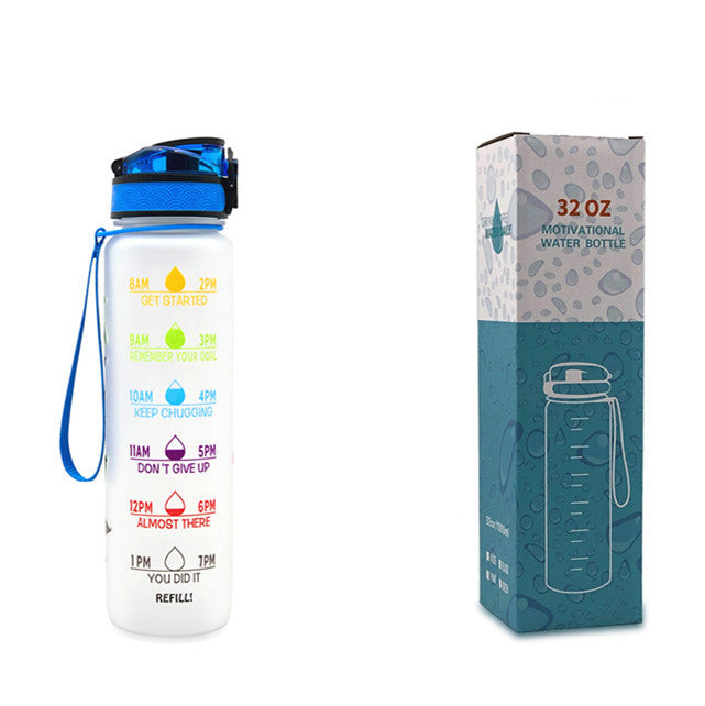 1L Tritan Bouteille D'eau Avec Marqueur de Temps Rebond Couverture de Motivation Bouteille D'eau Vélo Étanche Tasse Pour Les Sports De Fitness Bouteilles