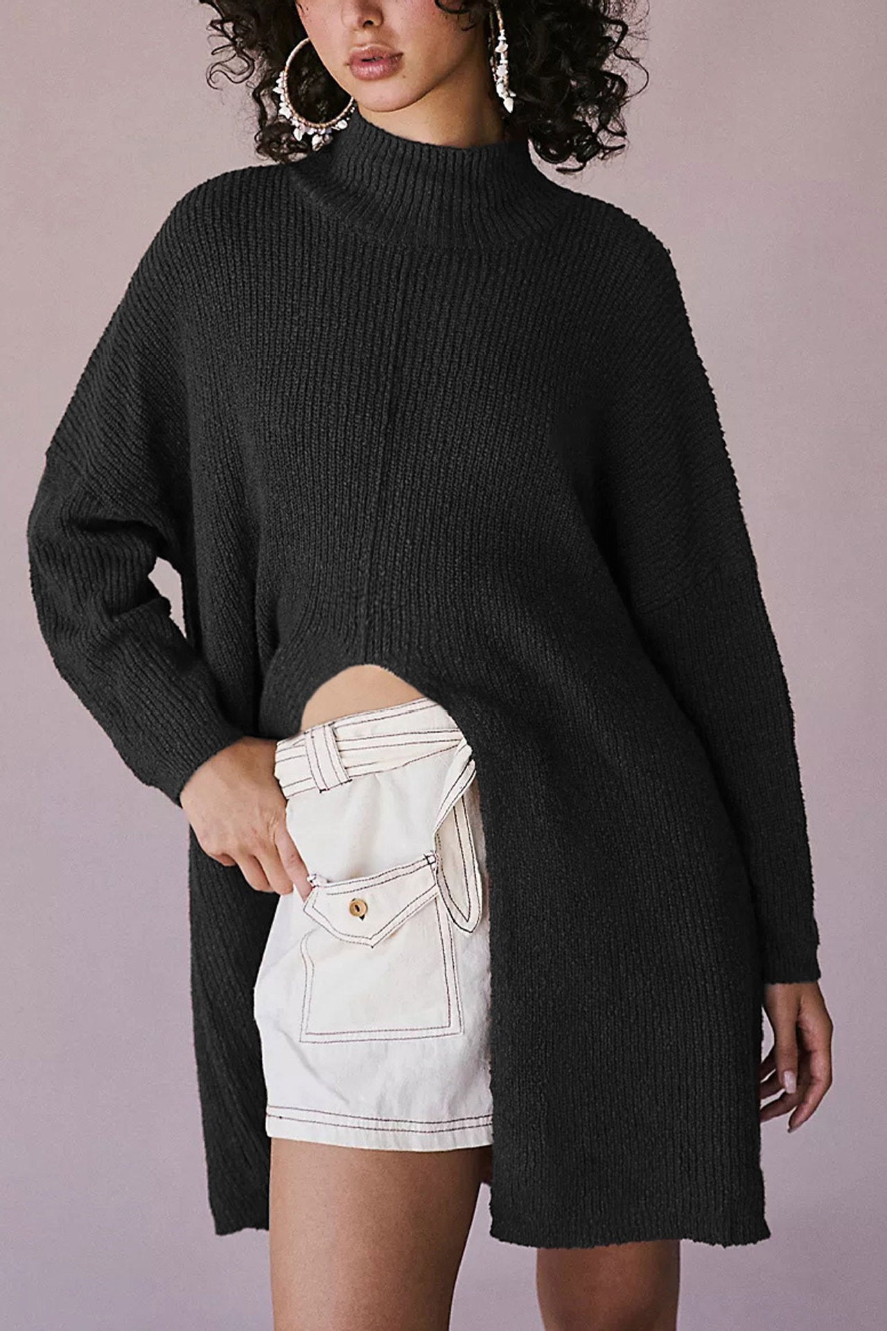 Robe fendue mi-longue à la mode pour femmes