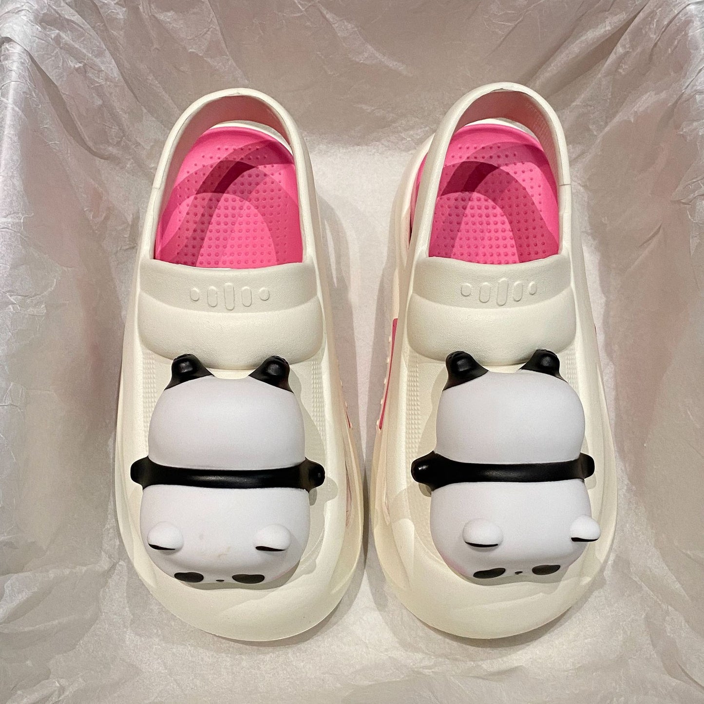 Pantoufles d'été femmes, pantoufles mignonnes 2024 avec lampe panda sandales d'été pour femmes