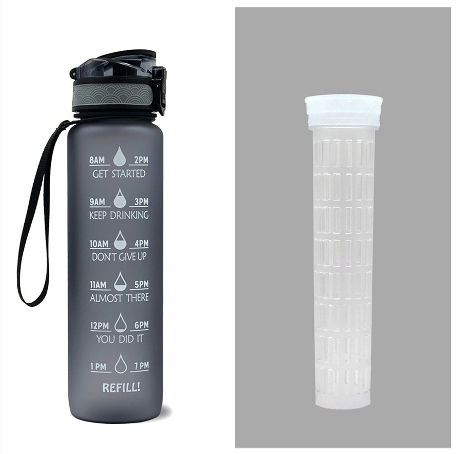 1L Tritan Bouteille D'eau Avec Marqueur de Temps Rebond Couverture de Motivation Bouteille D'eau Vélo Étanche Tasse Pour Les Sports De Fitness Bouteilles