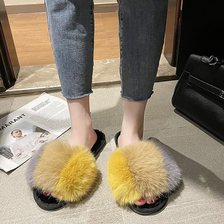 Nouveau de Femmes Maison Pantoufles Hiver Chaussures Chaudes Intérieur Pantoufles En Peluche Moelleux Femelle Plat De Fourrure Chaussures Pour Dames Doux Pantoufles