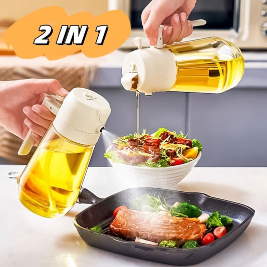 470ML Pulvérisateur d'huile d'olive pour cuisson BBQ 2 en 1 Verre Vinaigre Sauce Soja Bouteille d'huile de cuisine pour friteuse