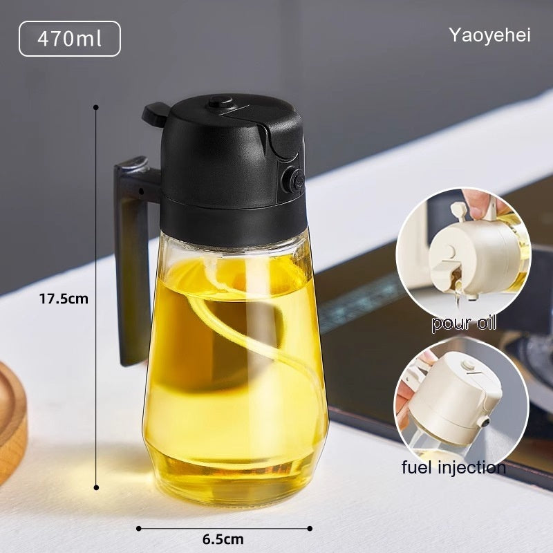 470ML Pulvérisateur d'huile d'olive pour cuisson BBQ 2 en 1 Verre Vinaigre Sauce Soja Bouteille d'huile de cuisine pour friteuse