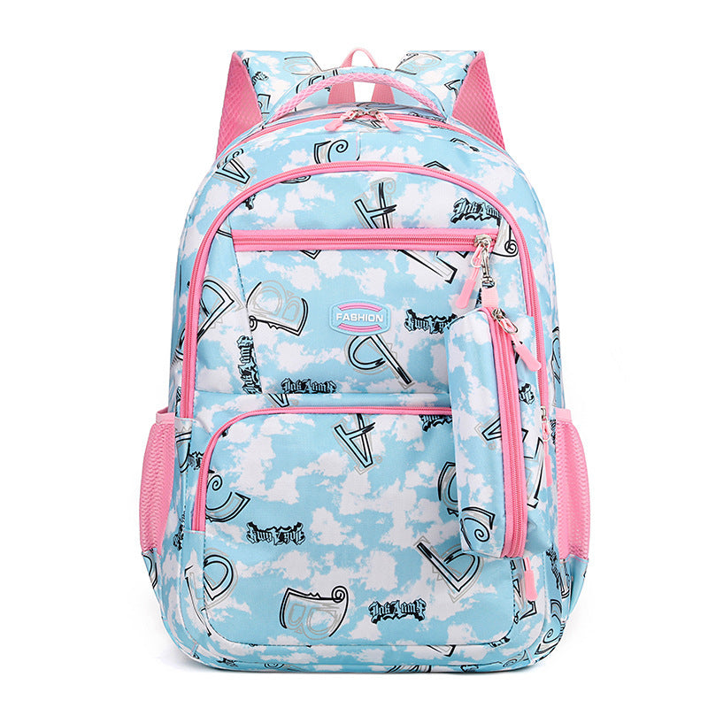 Nouvelle lettre imprimée sac à dos avec étui à crayons Fsahion doux école primaire élèves cartable pour filles garçons