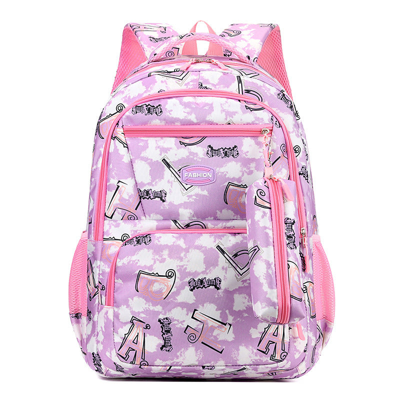 Nouvelle lettre imprimée sac à dos avec étui à crayons Fsahion doux école primaire élèves cartable pour filles garçons
