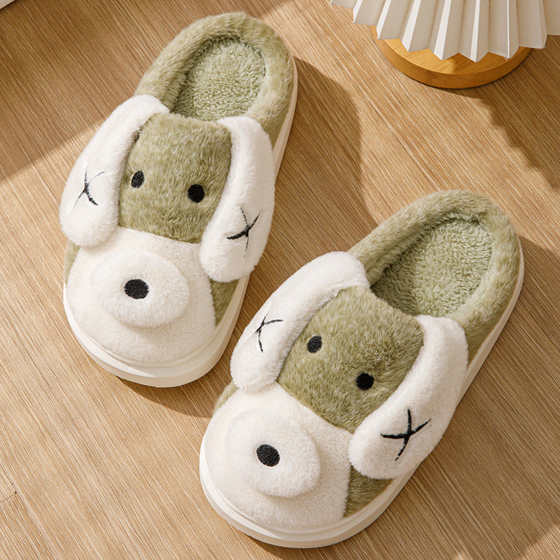 Pantoufles en peluche pour chien de dessin animé, chaussures de maison en hiver antidérapantes et chaudes | chaussures de maison à fond épais pour la maison