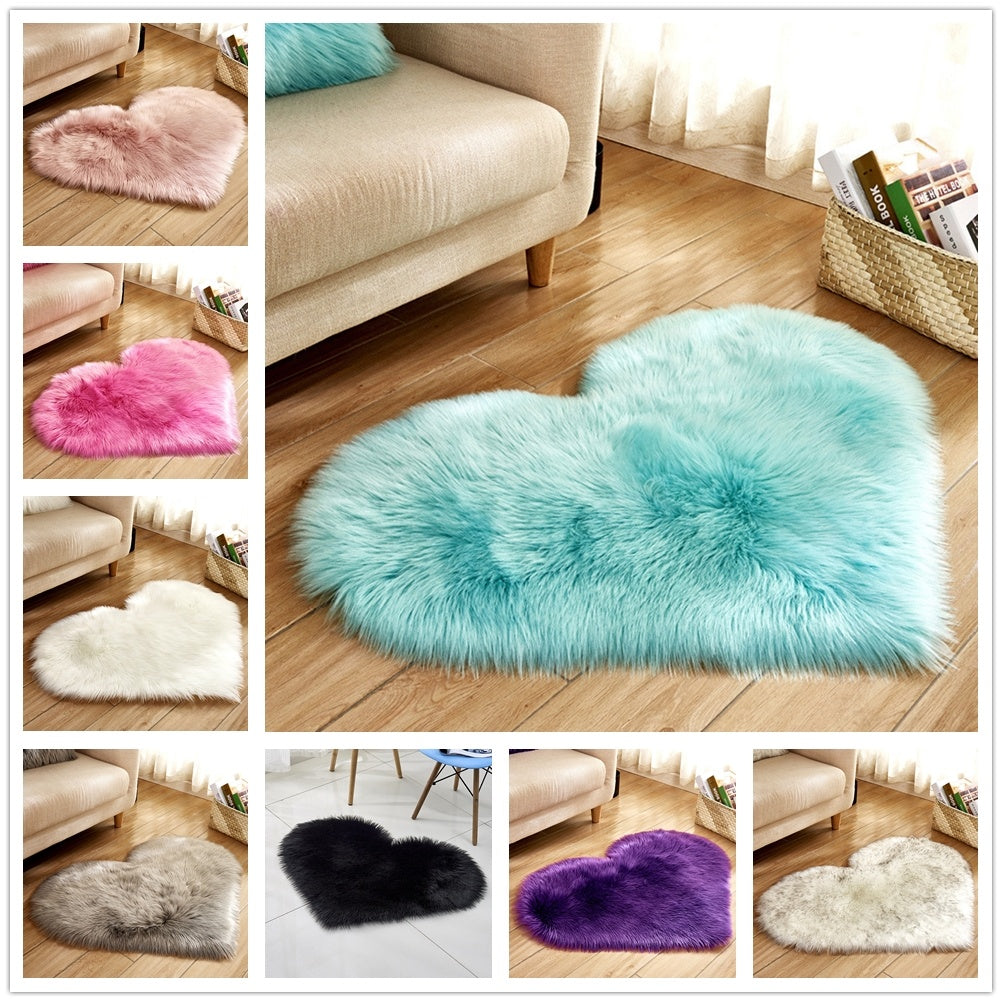 Pur Couleur En Forme de Coeur De Laine Tapis Tapis de Sol Matelas Couverture Canapé Coussin En Peluche Salon Table à Thé Canapé Chambre tapis