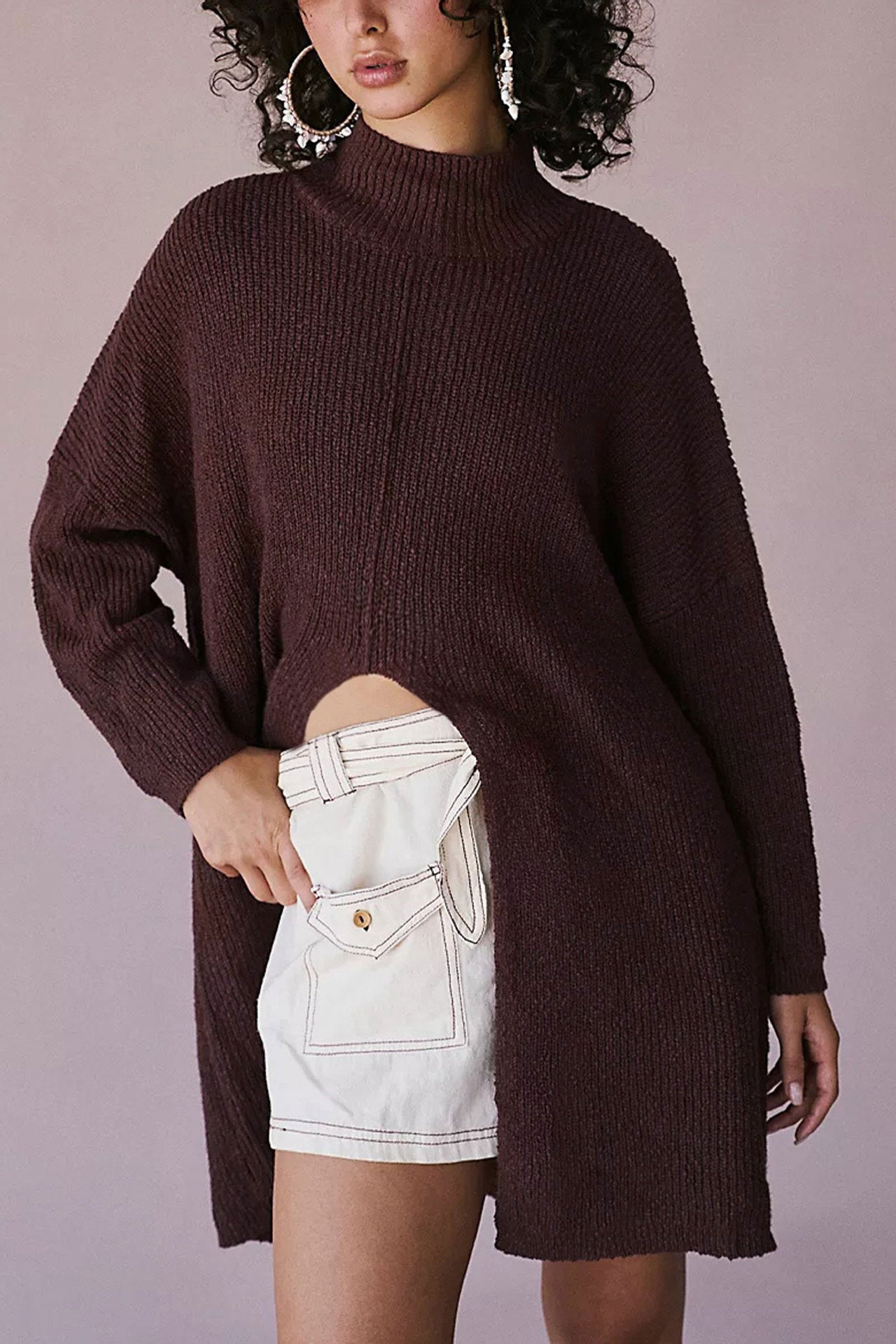 Robe fendue mi-longue à la mode pour femmes