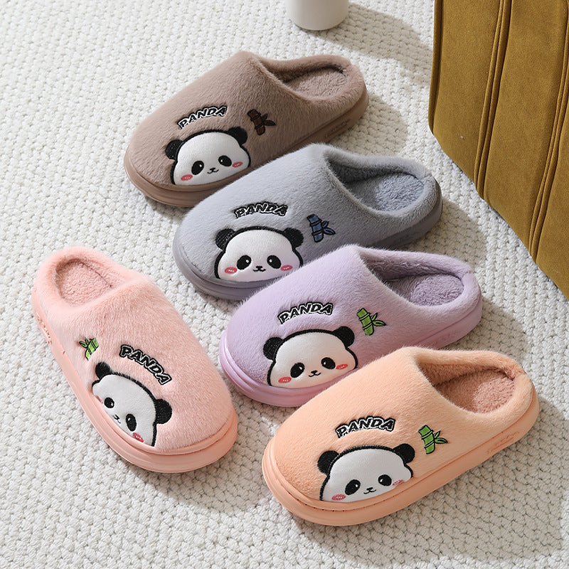 Mignon Cartoon Panda Pantoufles Accueil Hiver Chaud-plancher à semelles Chambre Pantoufle Couples Maison Chaussures