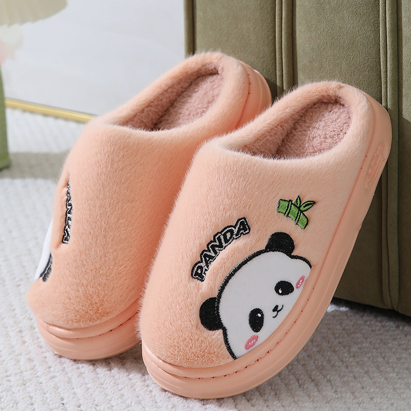Mignon Cartoon Panda Pantoufles Accueil Hiver Chaud-plancher à semelles Chambre Pantoufle Couples Maison Chaussures