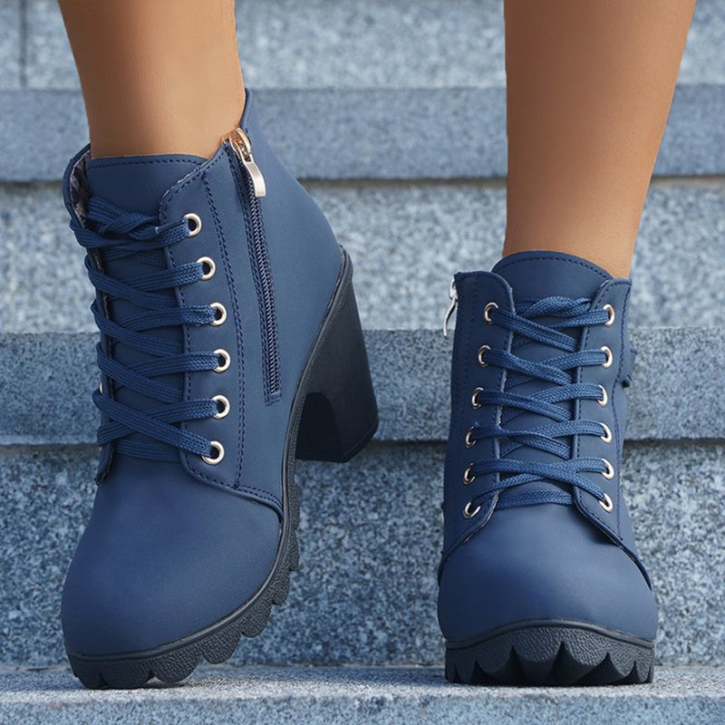 Bottines à lacets en daim,