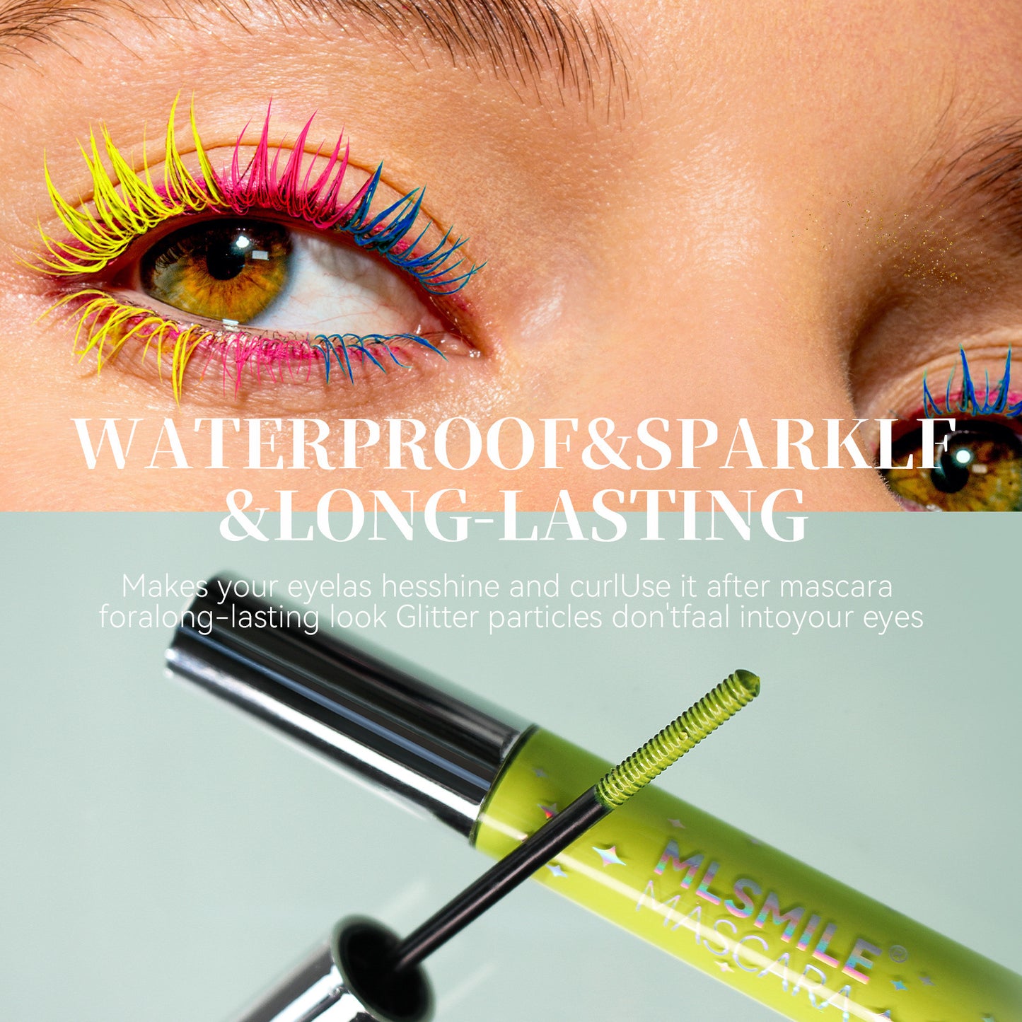Mascara de couleur nacré mince et scintillant imperméable pas maculé
