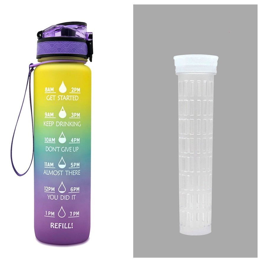 1L Tritan Bouteille D'eau Avec Marqueur de Temps Rebond Couverture de Motivation Bouteille D'eau Vélo Étanche Tasse Pour Les Sports De Fitness Bouteilles