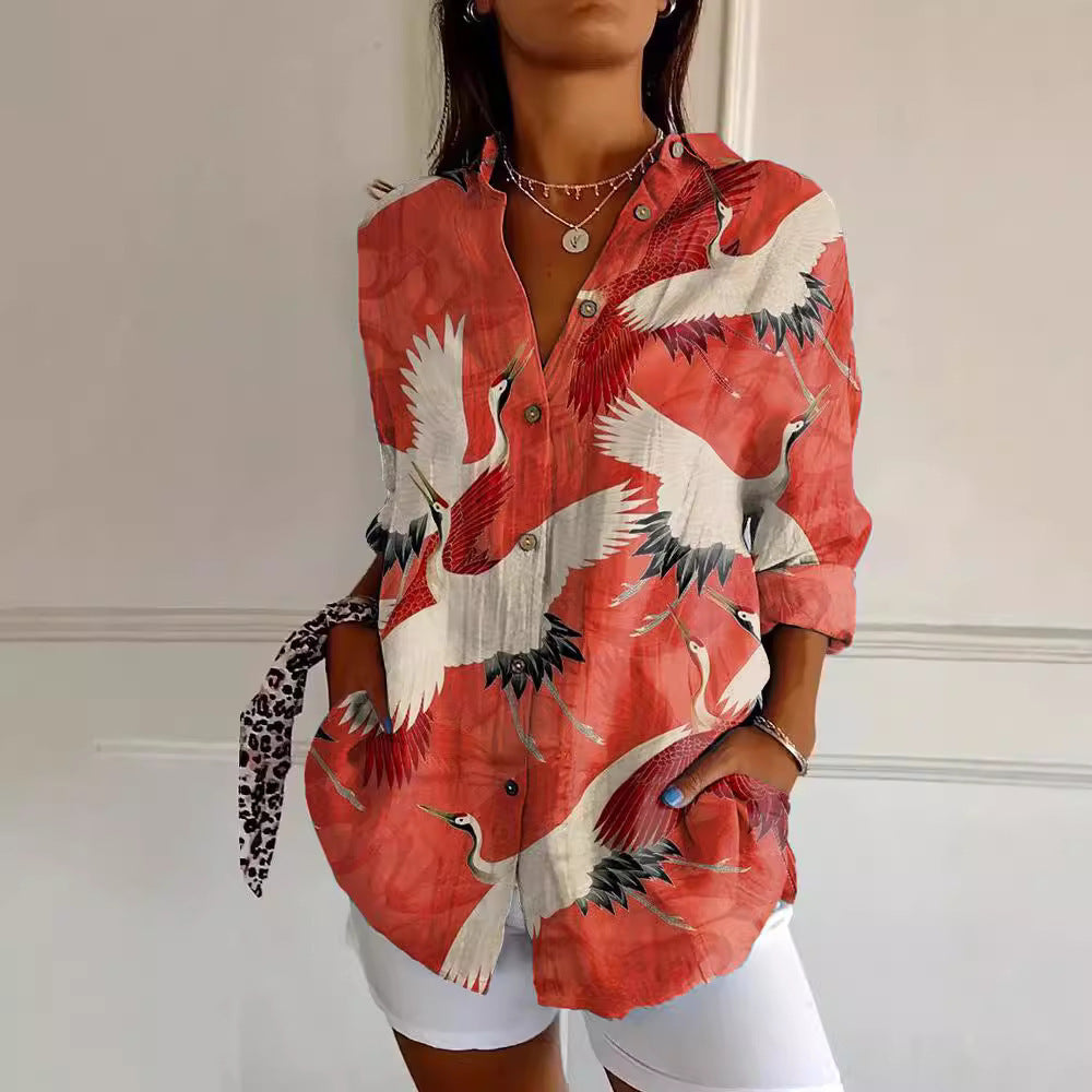 Chemise d'été imprimée à motif animal pour femmes